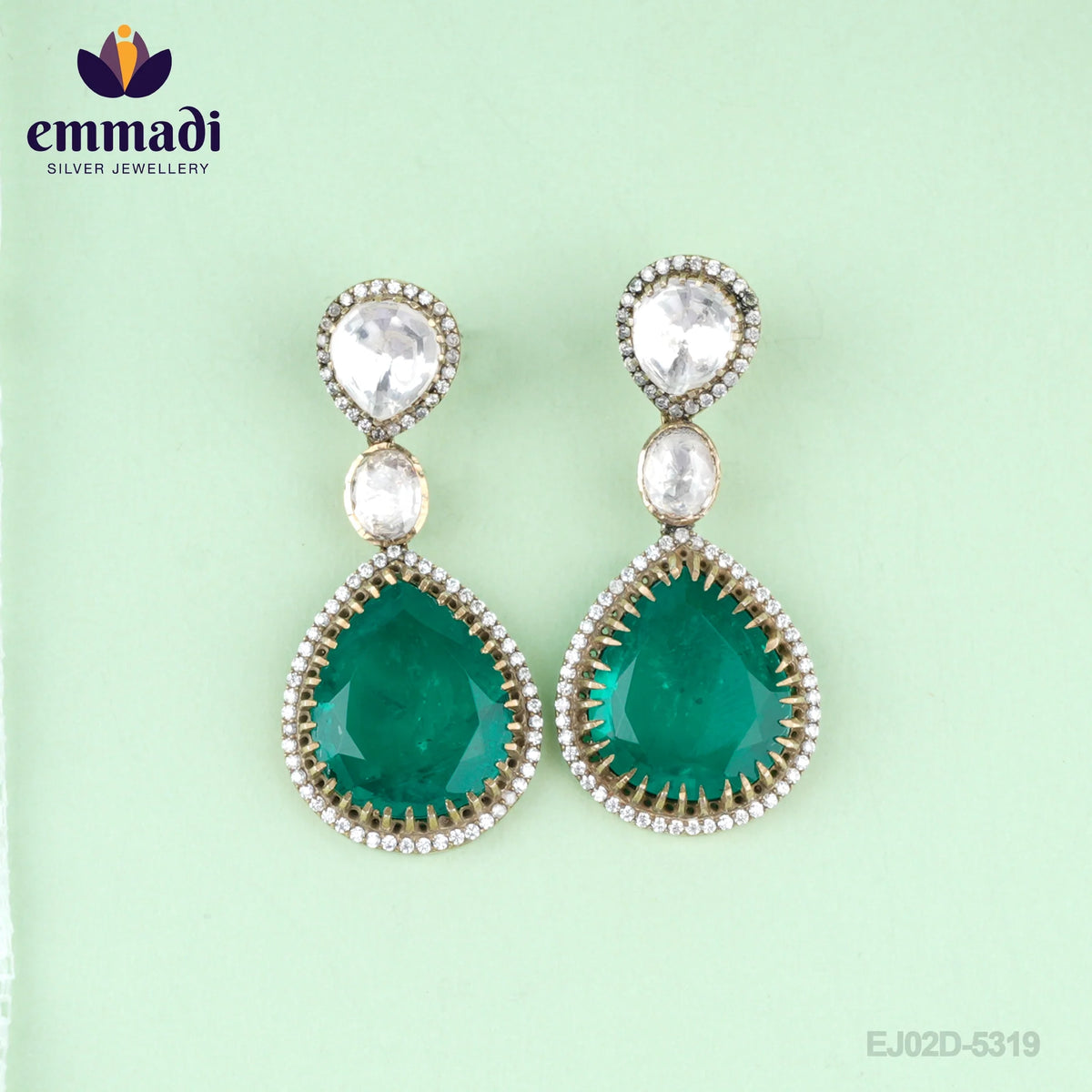Archita  Hangings Victorian Green: Handcrafted with Pure Gold Plating 92.5 Silver
