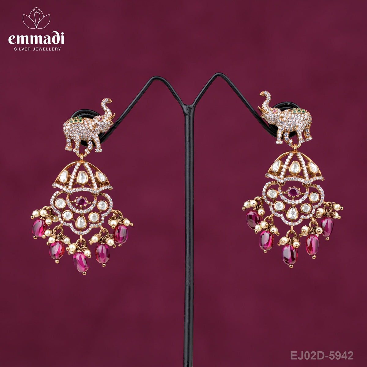 Chandani Jewels: Moissanite Victorian Multi Hangings in Pure Gold Plating