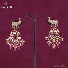 Chandani Jewels: Moissanite Victorian Multi Hangings in Pure Gold Plating