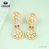 Aahana Varshini Hangings Moissanite Pink Earrings