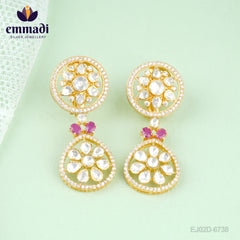 Aahana Varshini Hangings Moissanite Pink Earrings