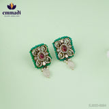 Neha's Victorian Red Ear Tops/ Studs: Handcrafted with Pure Gold Plating Pure 92.5 Silver