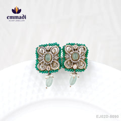 Naina's Rajasthani Jewels - Victorian Green Studs Collection