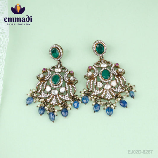 Badrika  Hangings Victorian Green: Handcrafted with Pure Gold Plating 92.5 Silver