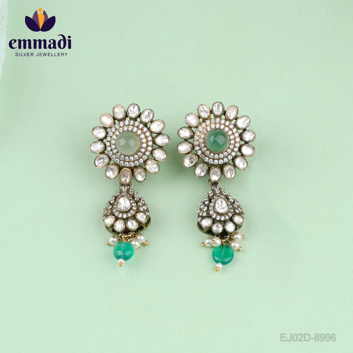 Bagya  Hangings Victorian Green: Handcrafted with Pure Gold Plating 92.5 Silver