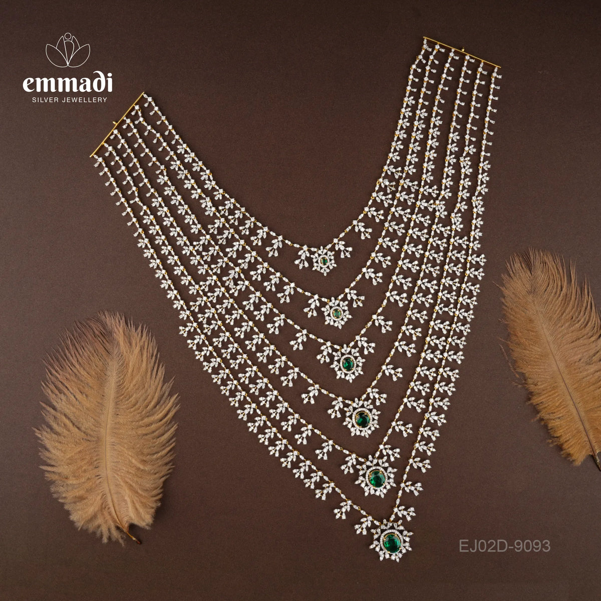 Litya Premium CZ Long Necklace and Archa Indradhanush Handcrafted CZ Hangings