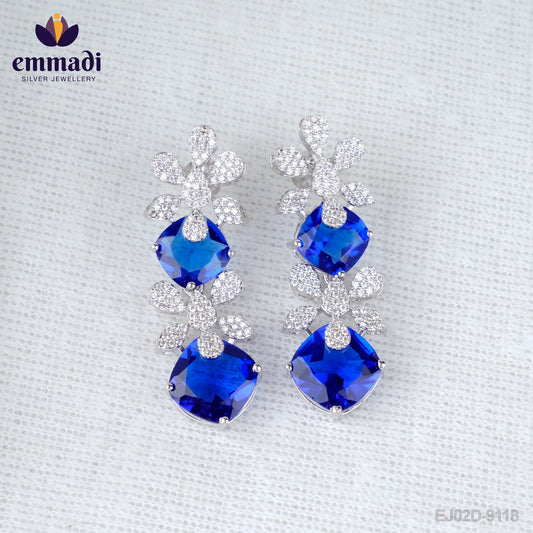 Amalika Sanskrit: Shubhra Hangings Premium CZ Blue