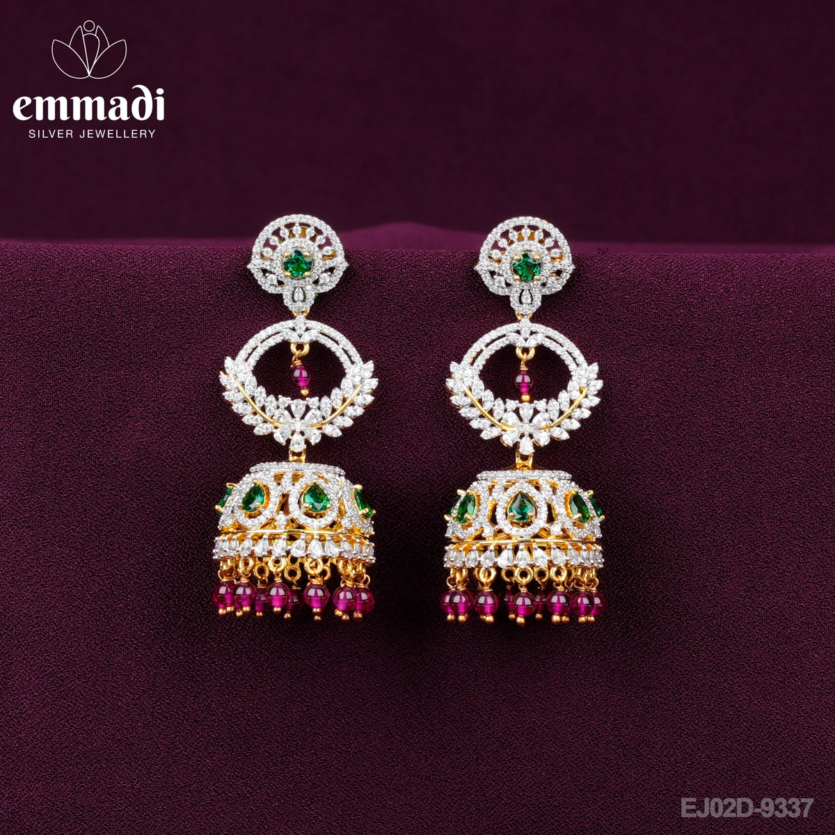 Arwa Buttalu Premium CZ Green: Handcrafted with Pure Gold Plating 92.5 Silver