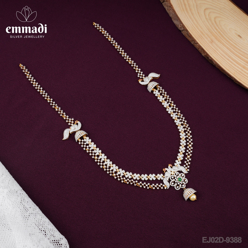 Ananya's Premium CZ Multi Long Necklace: Handcrafted with Pure