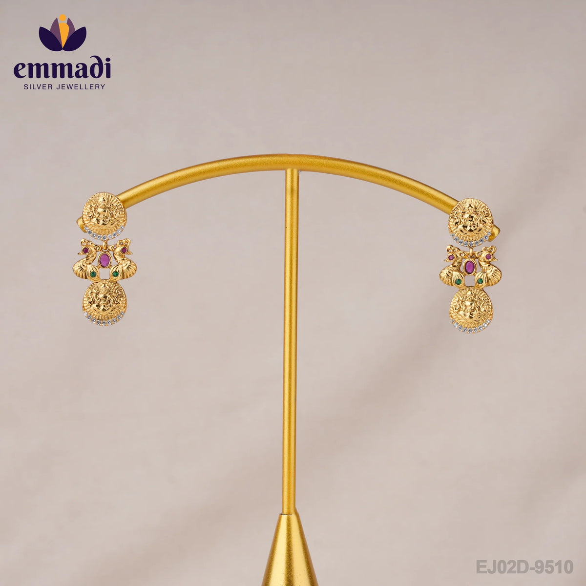 Shubhika's Premium Antique Red Hangings: Handcrafted Pure Gold Plating 92.5 Silver