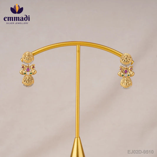 Shubhika's Premium Antique Red Hangings: Handcrafted Pure Gold Plating 92.5 Silver
