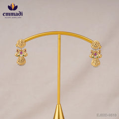 Shubhika's Premium Antique Red Hangings: Handcrafted Pure Gold Plating 92.5 Silver