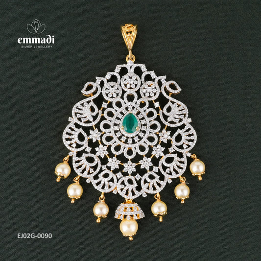 Nihla Premium Cz Green Pendant