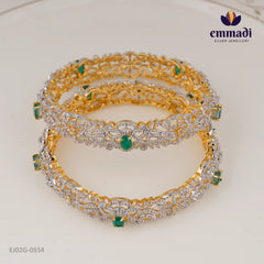 Vaiga Premium Cz Green Bangles