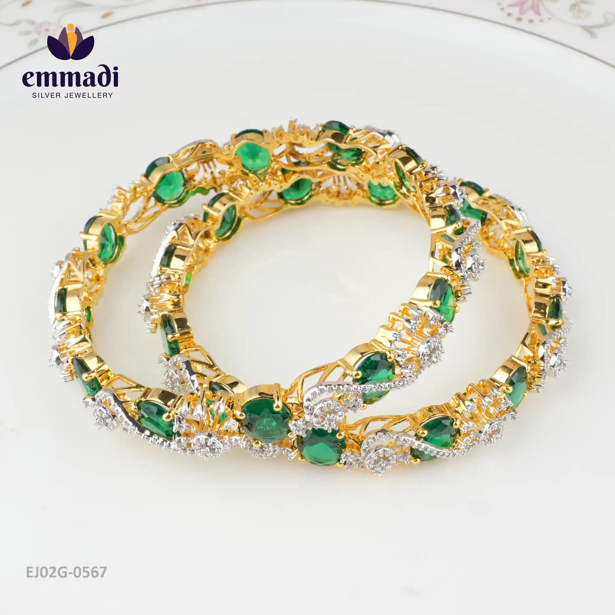 Vibha Premium Cz Green Bangles