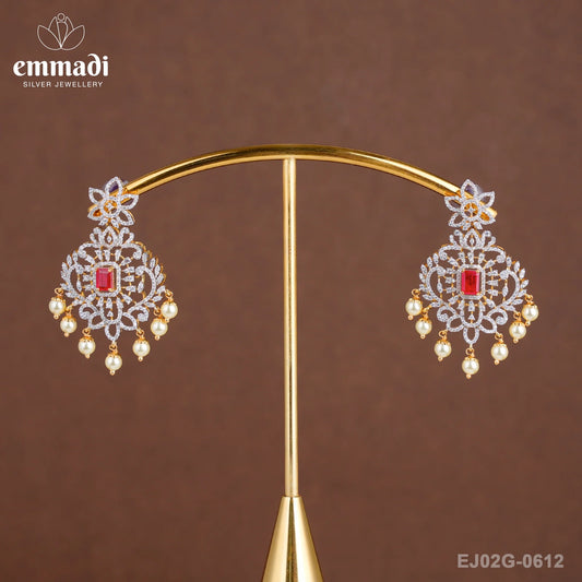 Ishita Exquisite Premium CZ Red Hangings