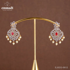 Ishita Exquisite Premium CZ Red Hangings