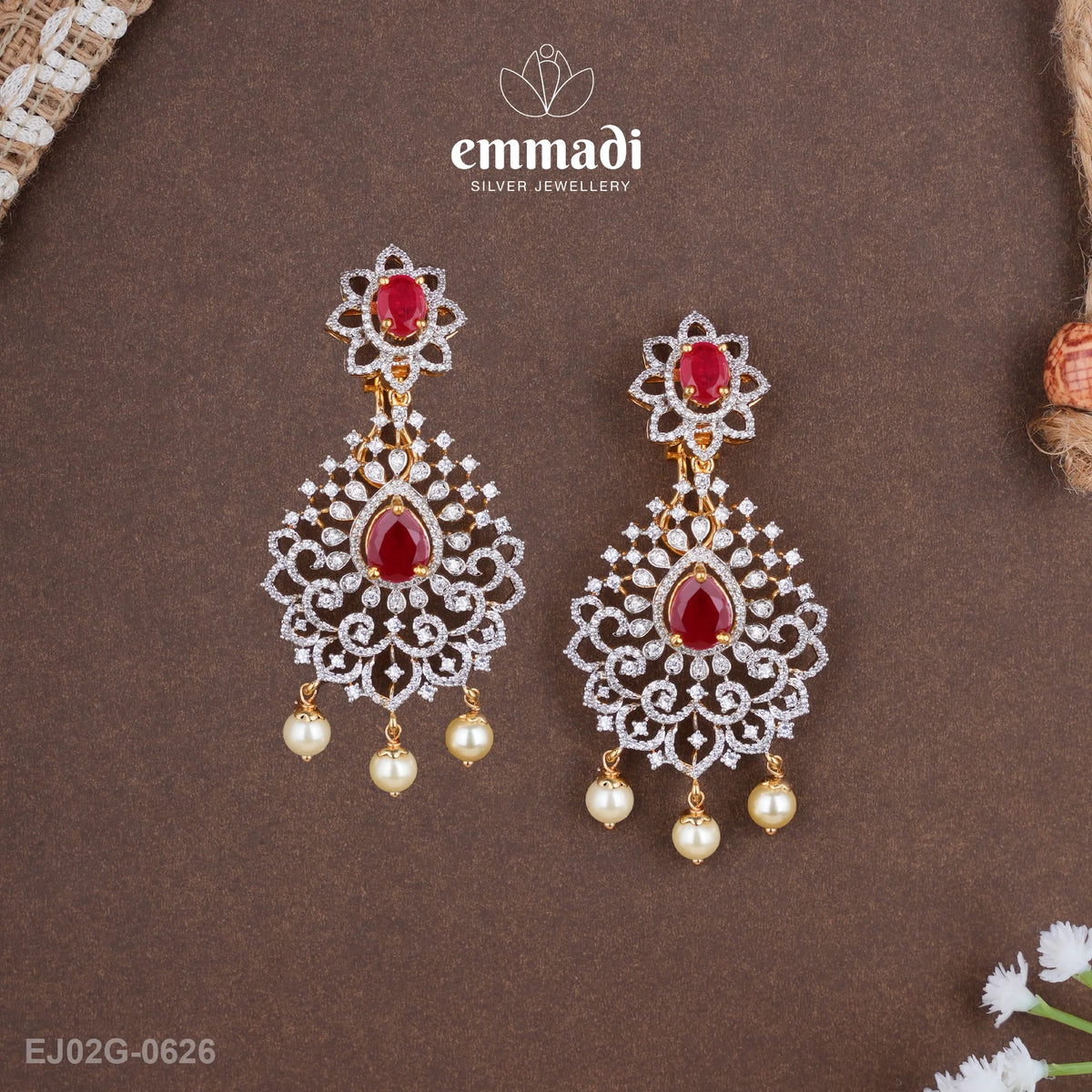 Aarti Premium CZ Red Hanging Jewellery