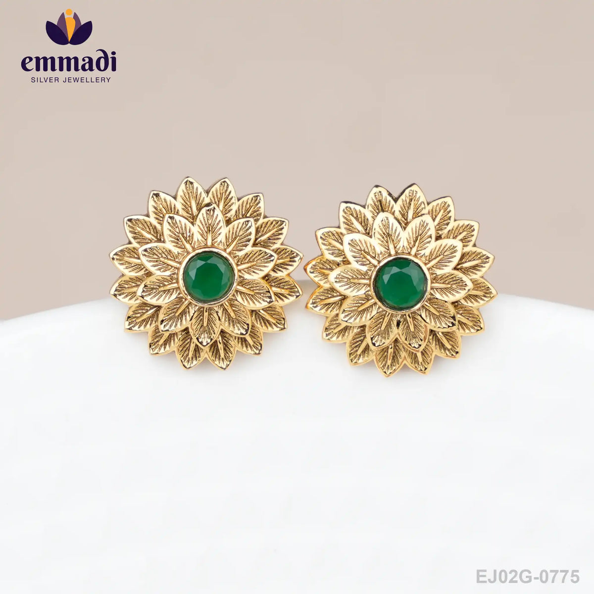 Anagha Premium Antique Green Studs