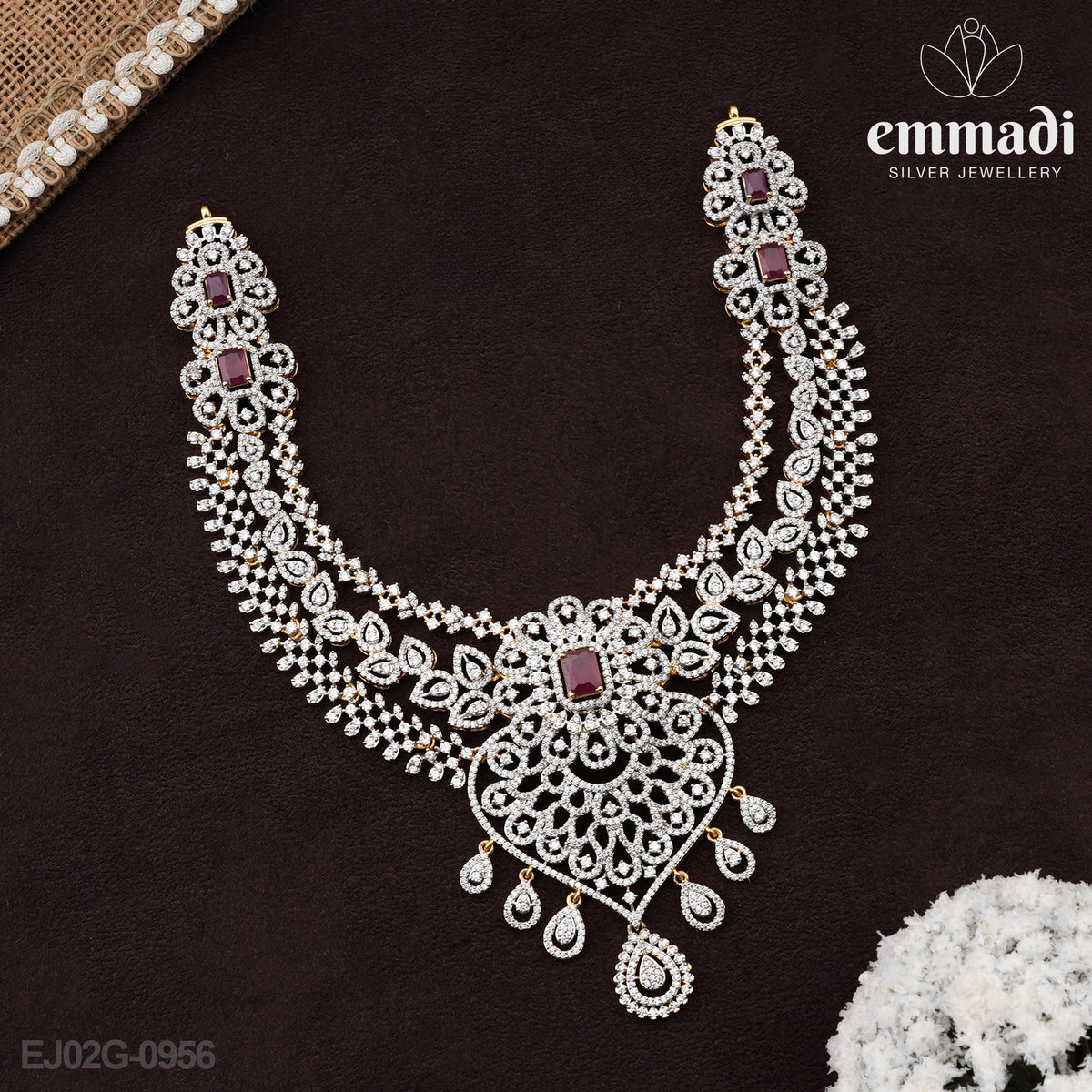 Aavya Elegant Red CZ Necklace Design