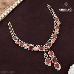 Radiant Red CZ Necklace and Hangings by Aditi and Aishwarya