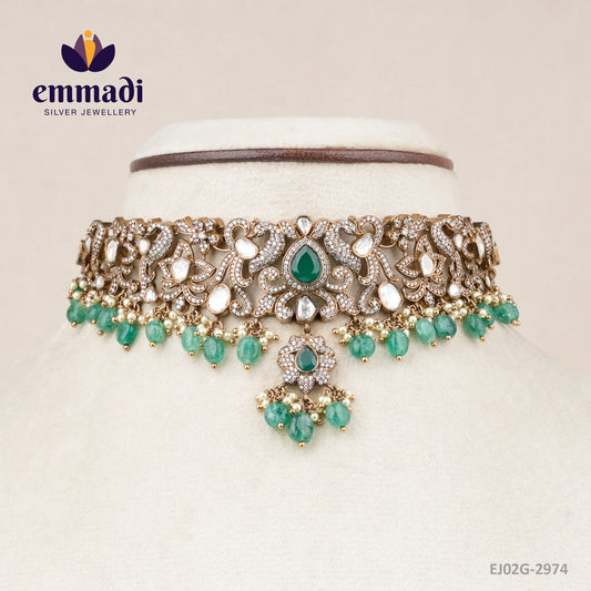 Rambha Victorian Green Choker