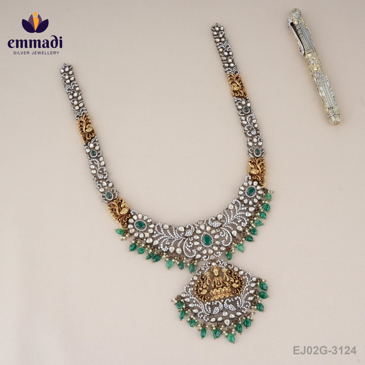 Sahana Victorian Green Long Necklace