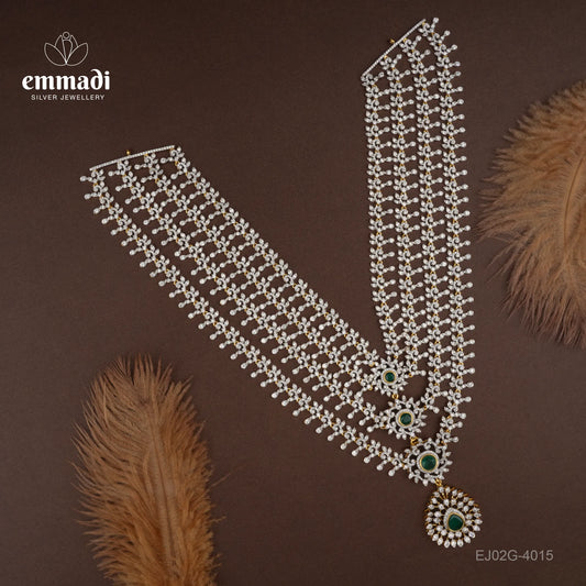 Vrunda Premium Cz Green Long Necklace