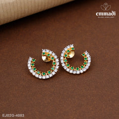 Aadhaya Premium Cz Green Ear Tops/Studs