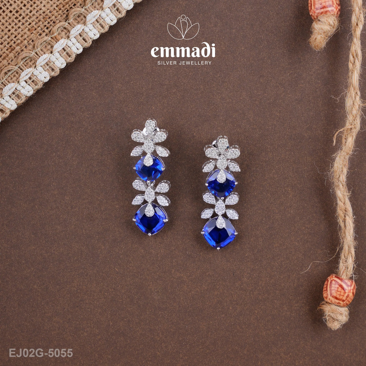 Bhaumya Premium Cz Blue Hangings