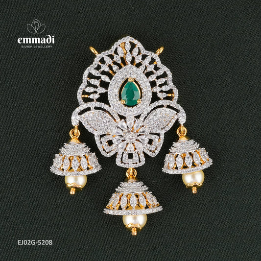 Bhumika Premium Cz Green Pendant