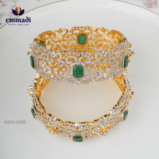 Cidatma Premium Cz Green Bangles