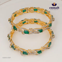 Daivika Premium Cz Green Bangles