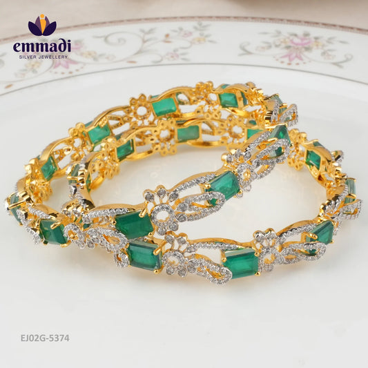 Darsana Premium Cz Green Bangles