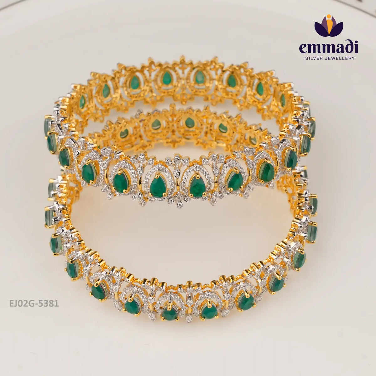 Dathuya Premium Cz Green Bangles