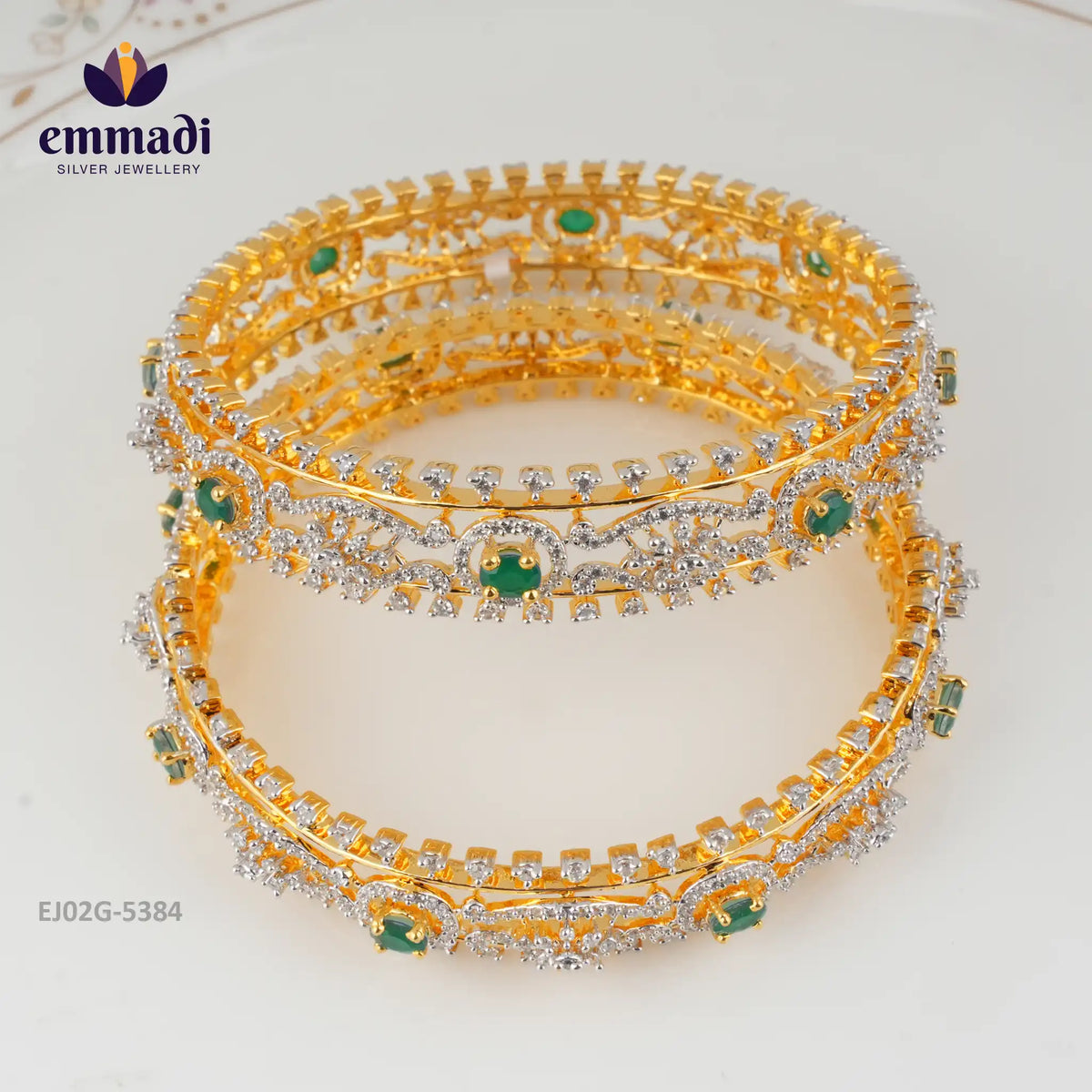 Deevena Premium Cz Green Bangles