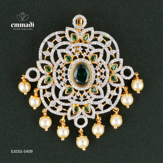 Dhaumya Premium Cz Green Pendant