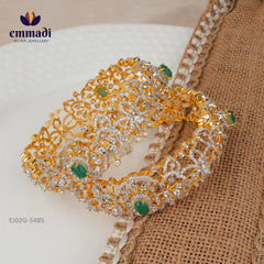 Dishana Premium Cz Green Bangles