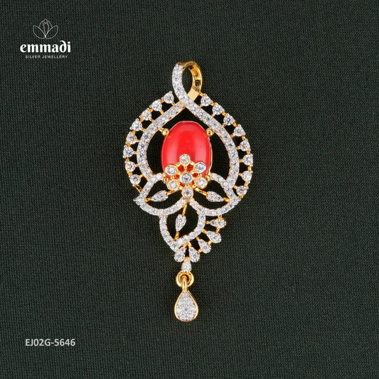 Drishya Premium Cz Coral Pendant