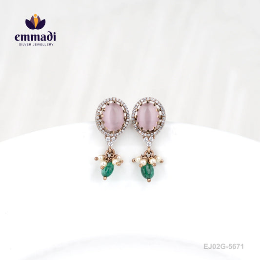 Ekantha Victorian Pink Ear Tops/Studs