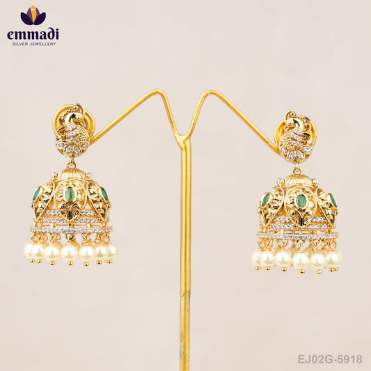 Shreya's Premium Antique Green Buttalu Jewellery - Handcrafted with Pure Gold Plating in Pure 92.5 Silver