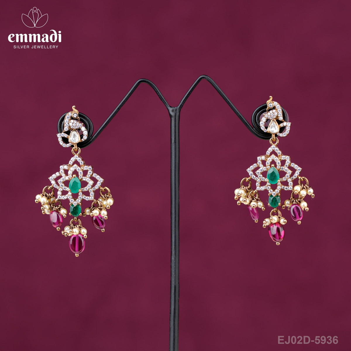 Suman's Victorian Green Hangings: Handcrafted Indian Jewellery with Pure Gold Plating
