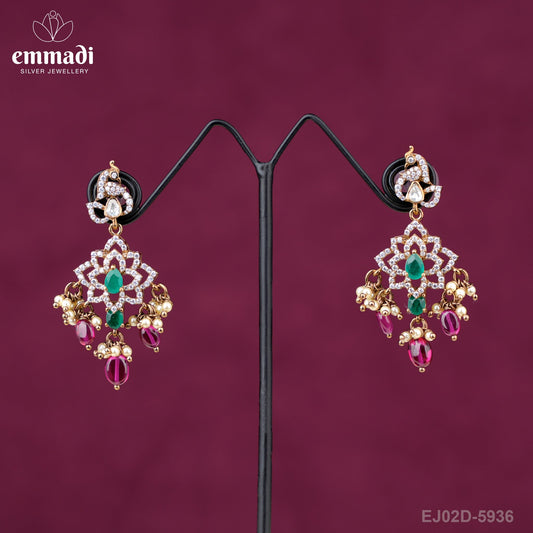 Suman's Victorian Green Hangings: Handcrafted Indian Jewellery with Pure Gold Plating