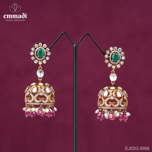 Ratna Jewels - Victorian Green Buttalu Handcrafted with Pure Gold Plating