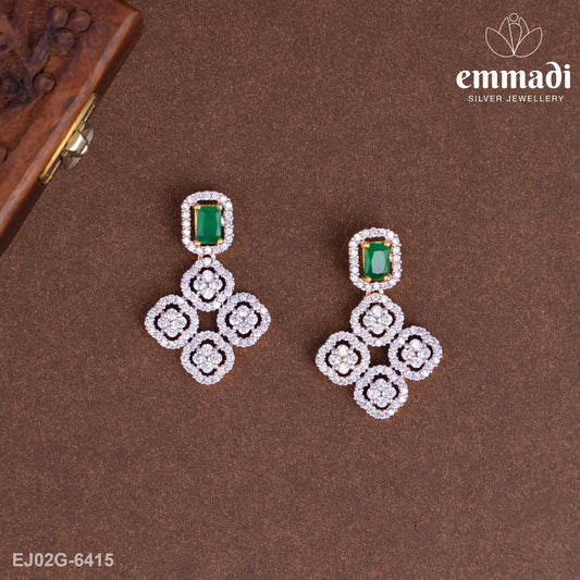 Khanika CZ Green Hangings by Emmadi Silver Jewellery - Exquisite Opulent Earrings