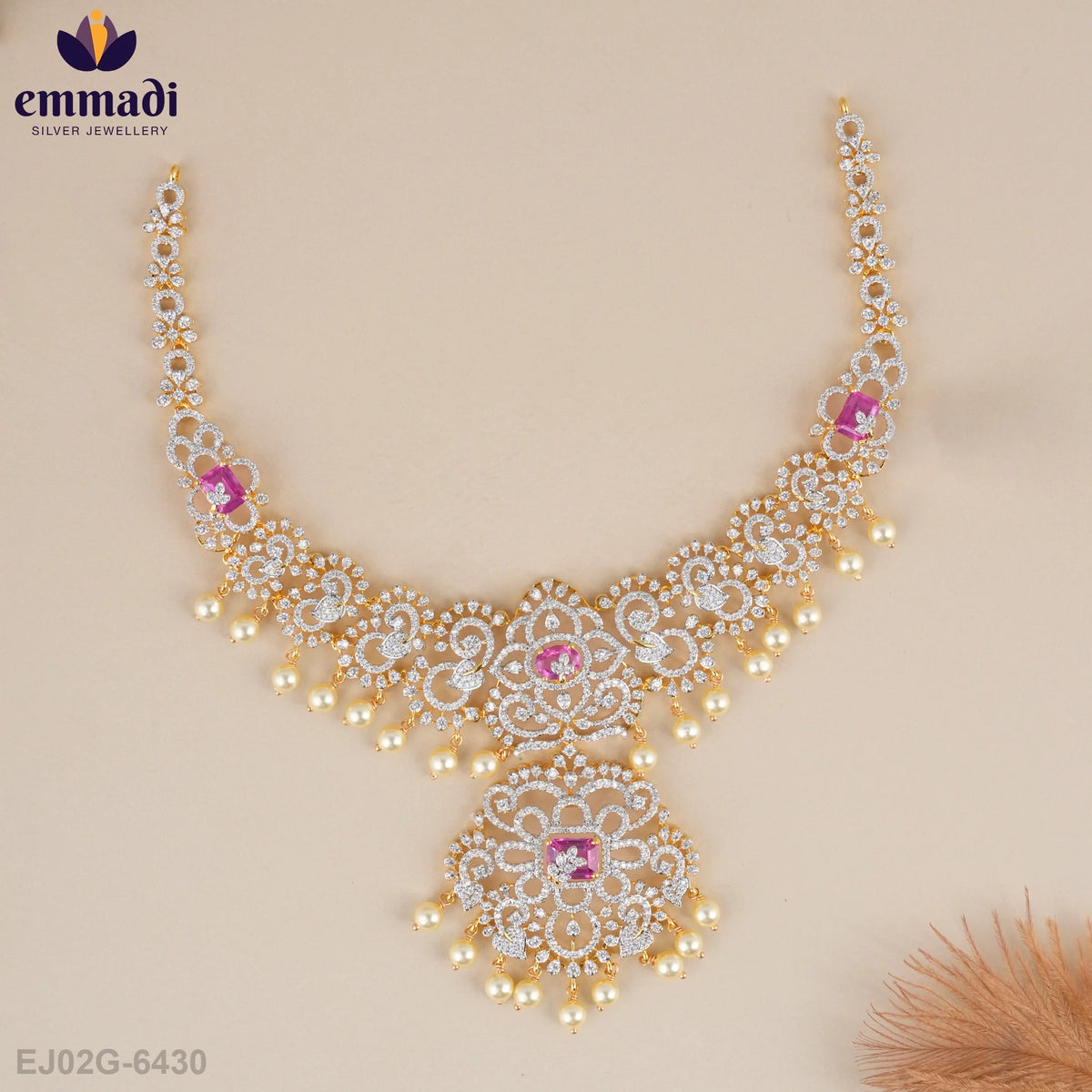 Kunisha Premium Cz Pink Necklace