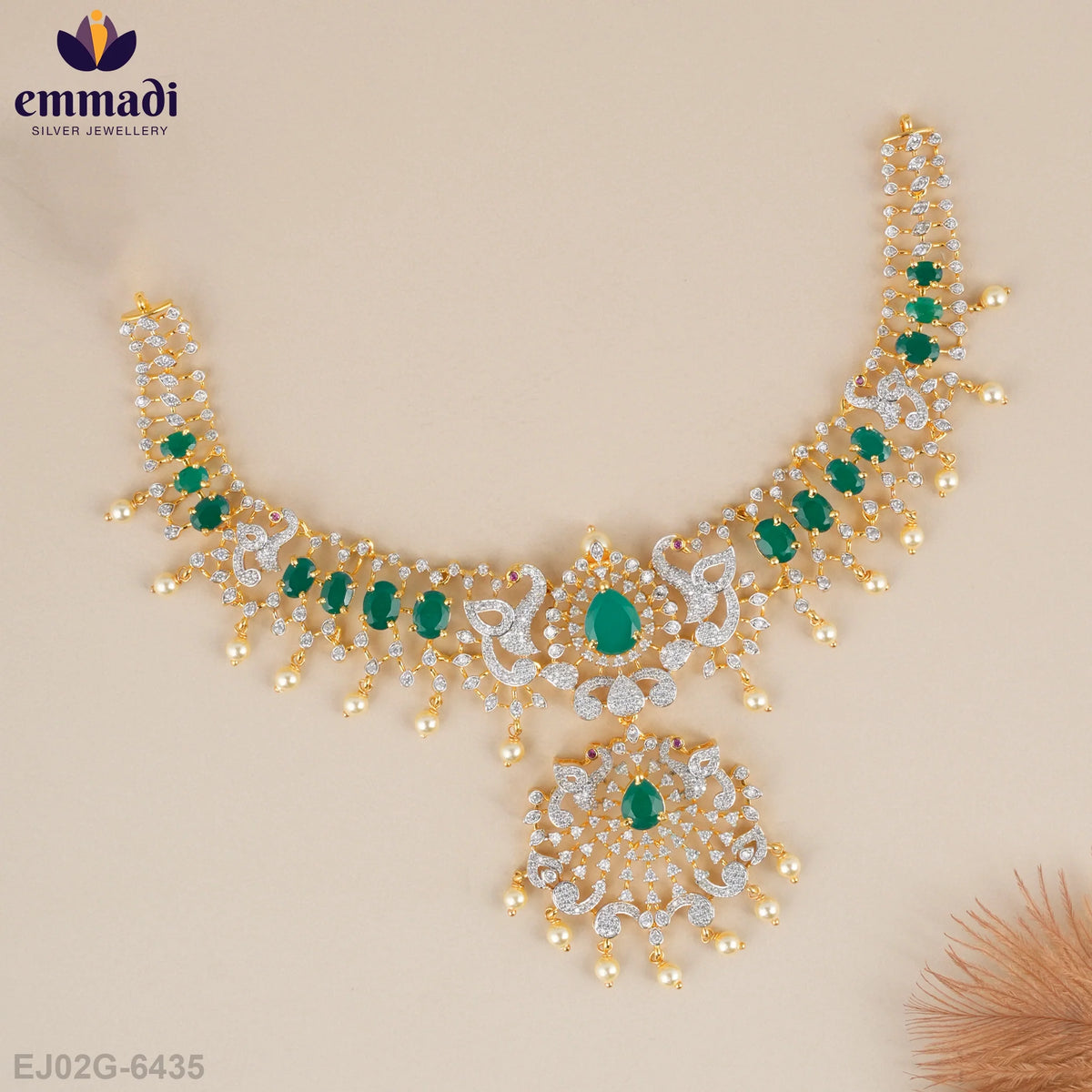 Laashya Premium Cz Green Necklace