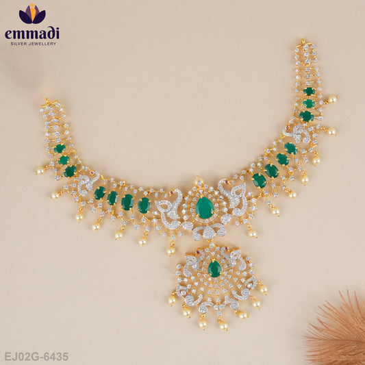 Laashya Premium Cz Green Necklace