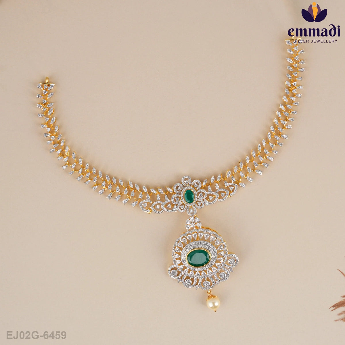 Lithika Premium Cz Green Necklace