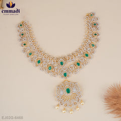 Maanika Premium Cz Green Necklace